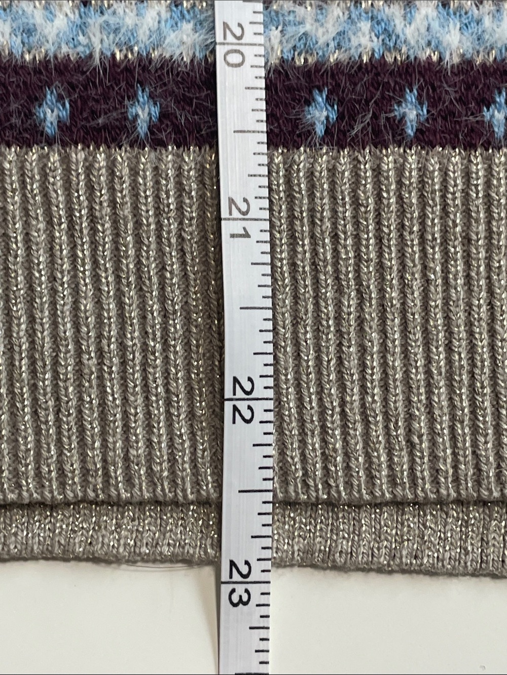 Ann Taylor Light Blue and Burgundy Knit Turtleneck Sweater - Picture 5 of 5